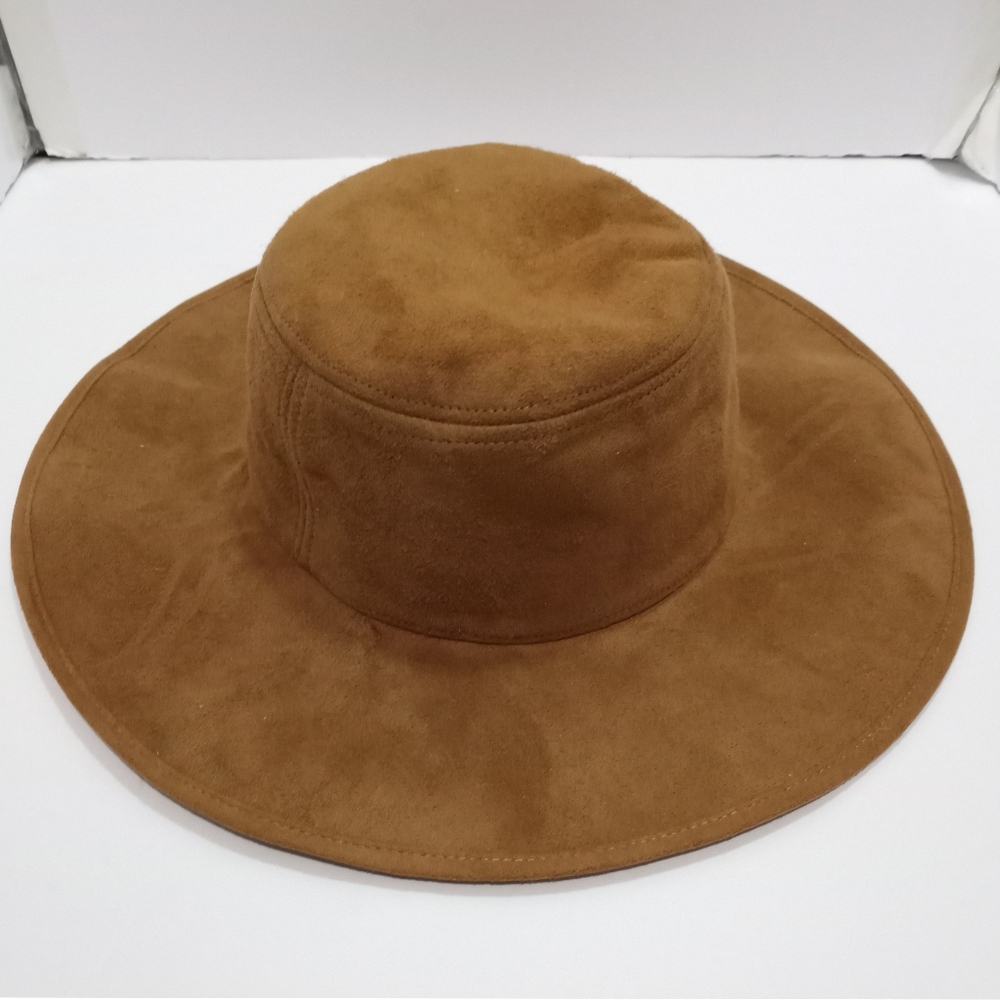 Womans Faux Suede Brown Western Style Hat